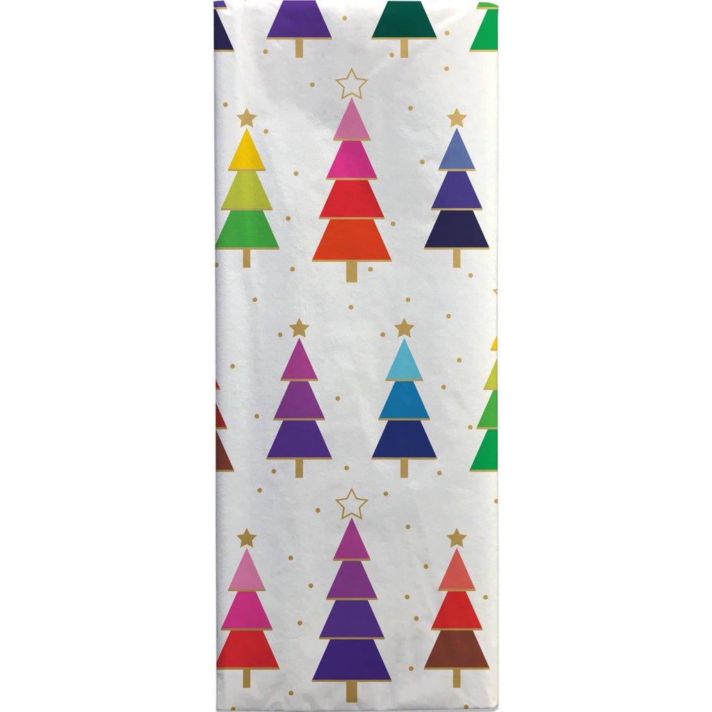 BXPT502c Rainbow Trees Christmas Gift Tissue Paper Folded Pack