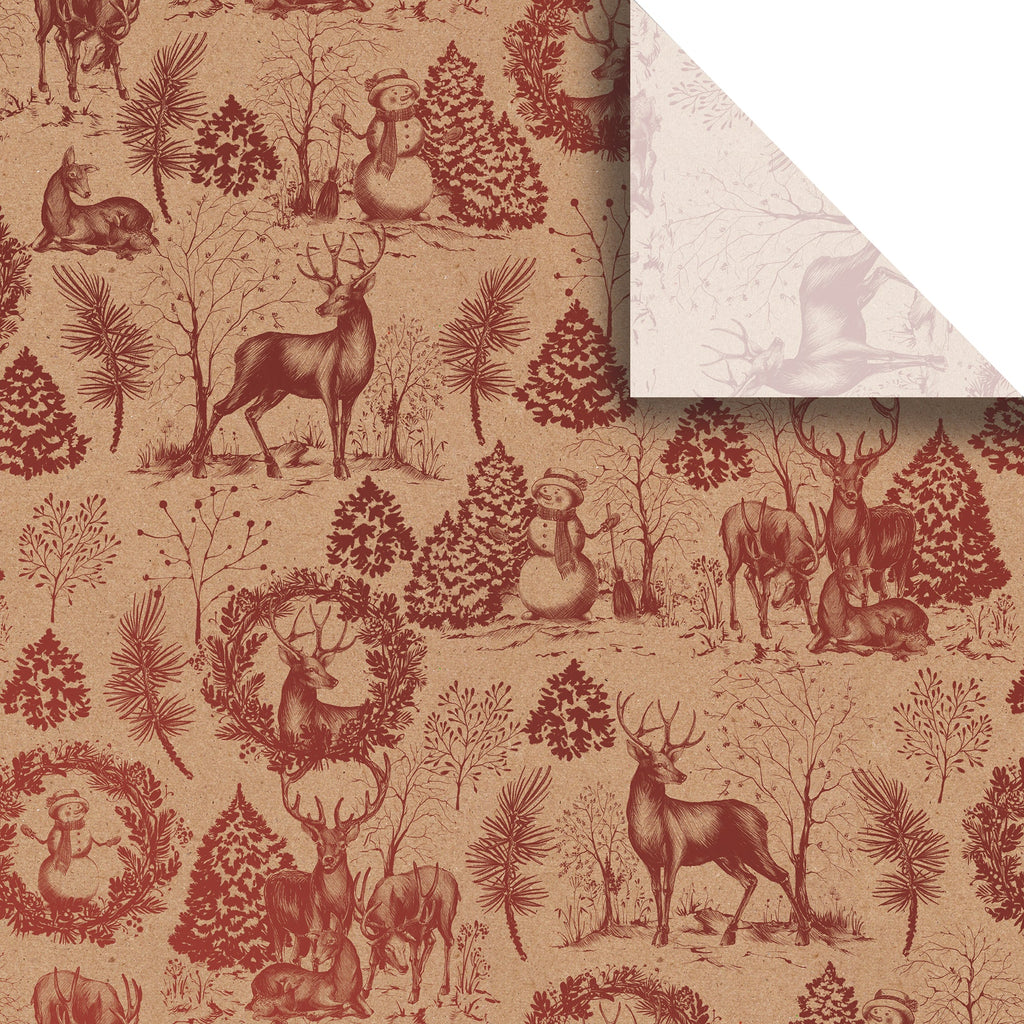 BXPT526a Winter Woods Christmas Gift Tissue Paper Swatch