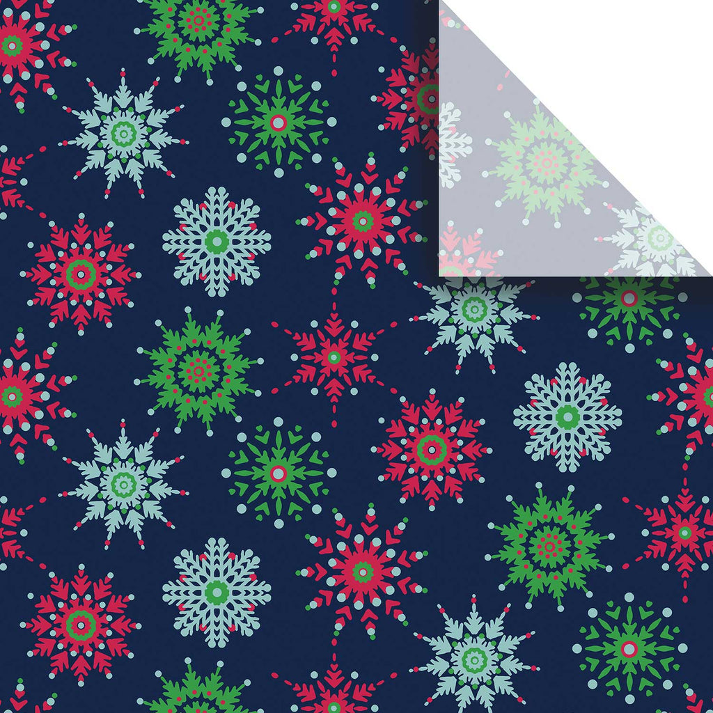 BXPT536a Navy Red Green White Snowflake Gift Tissue Paper Swatch