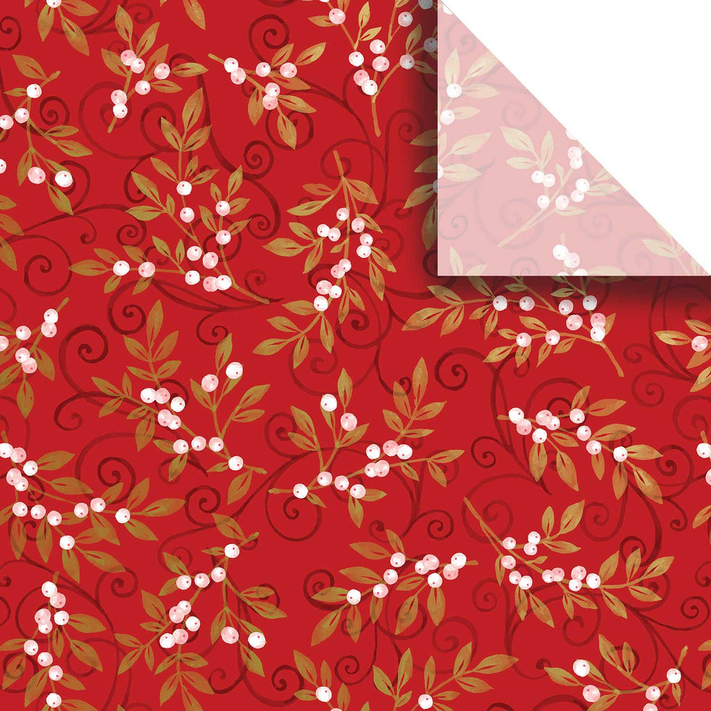 BXPT538a Holiday Red Floral Gift Tissue Paper Swatch