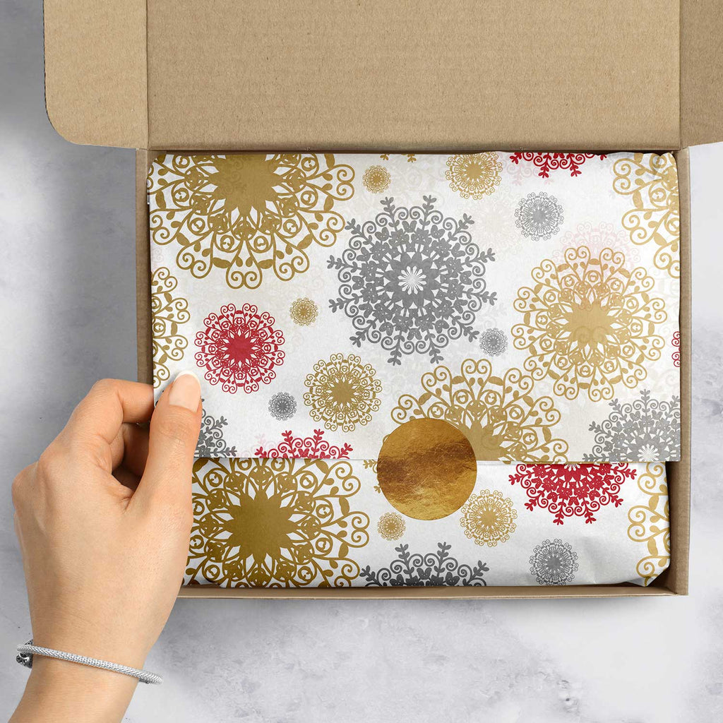 BXPT571e Metallic Snowflake Gift Tissue Paper Packaging