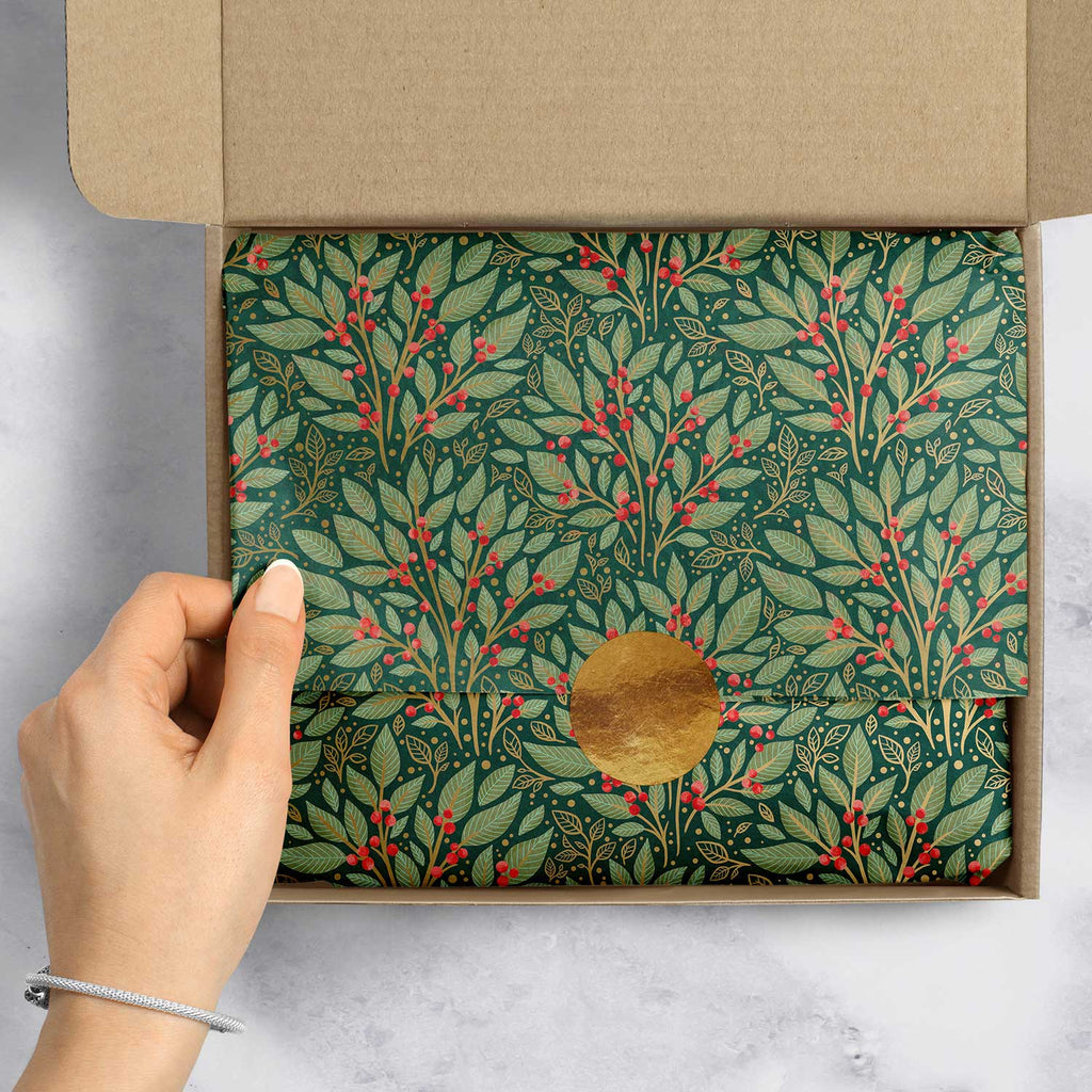 BXPT634e Holly Christmas Gift Tissue Paper Packaging