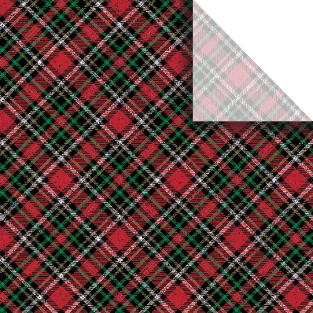 BXPT637a Red Gold Plaid Christmas Gift Tissue Paper Swatch
