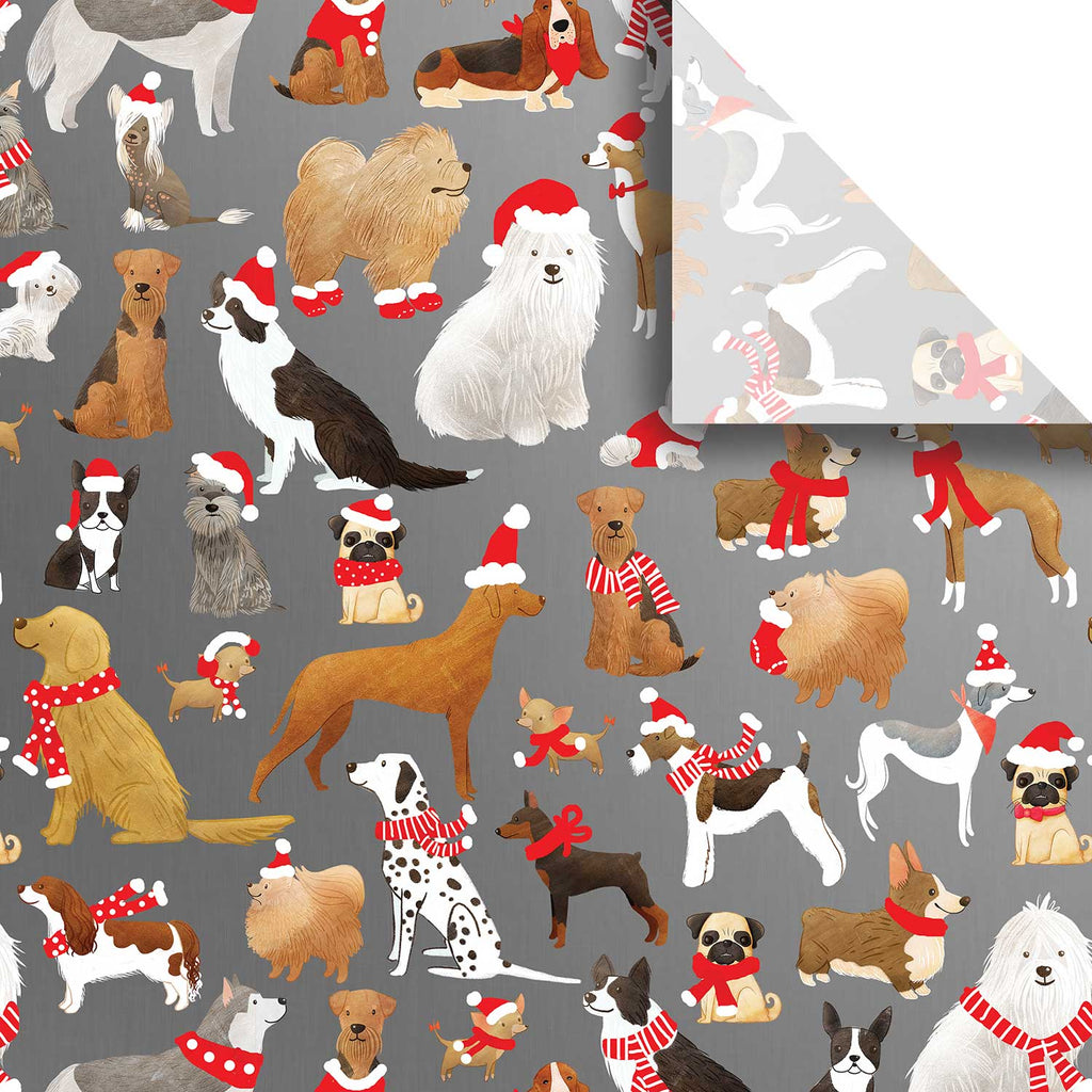 BXPT643a Santa's Dogs Gift Tissue Paper Swatch