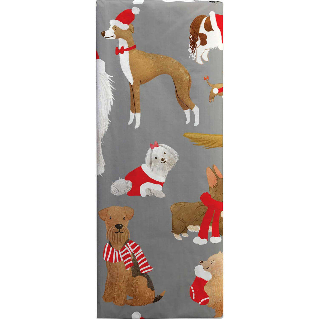 BXPT643c Santa's Dogs Gift Tissue Paper Folded Pack