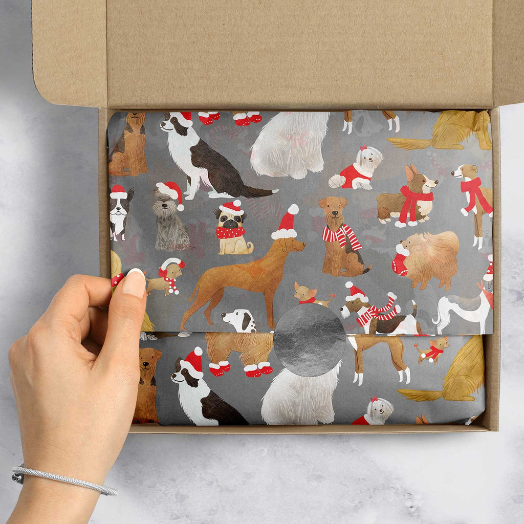 BXPT643e Santa's Dogs Gift Tissue Paper Packaging