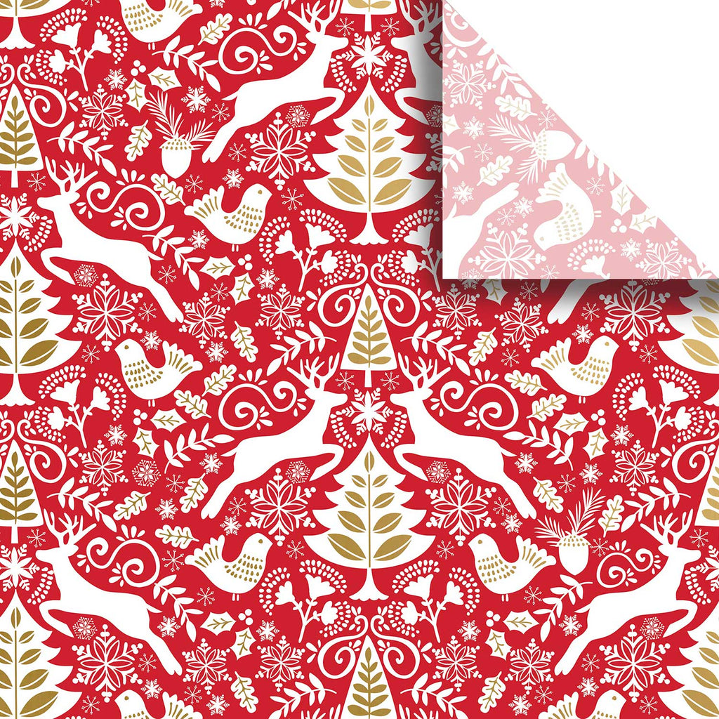 BXPT691a Red Reindeer Christmas Gift Tissue Paper Swatch