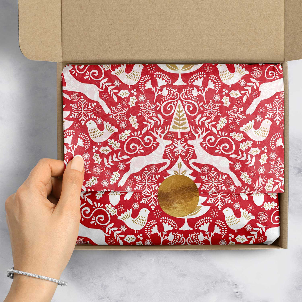 BXPT691e Red Reindeer Christmas Gift Tissue Paper Packaging