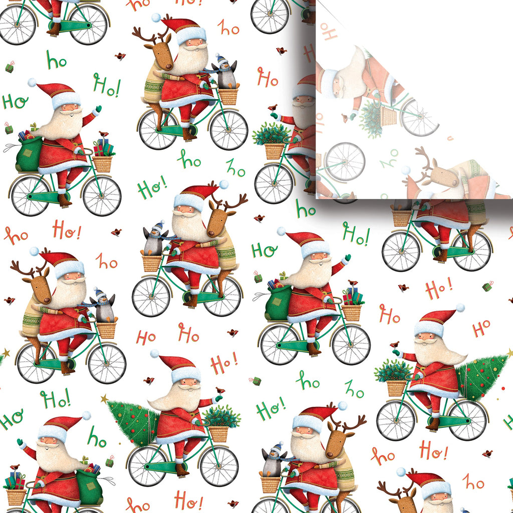 Santa Bicycle Christmas Gift Tissue Paper Swatch