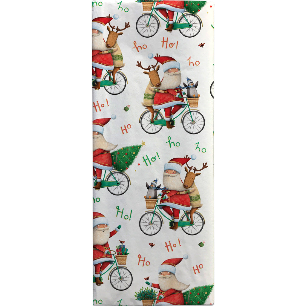 Santa Bicycle Christmas Gift Tissue Paper Folded Pack