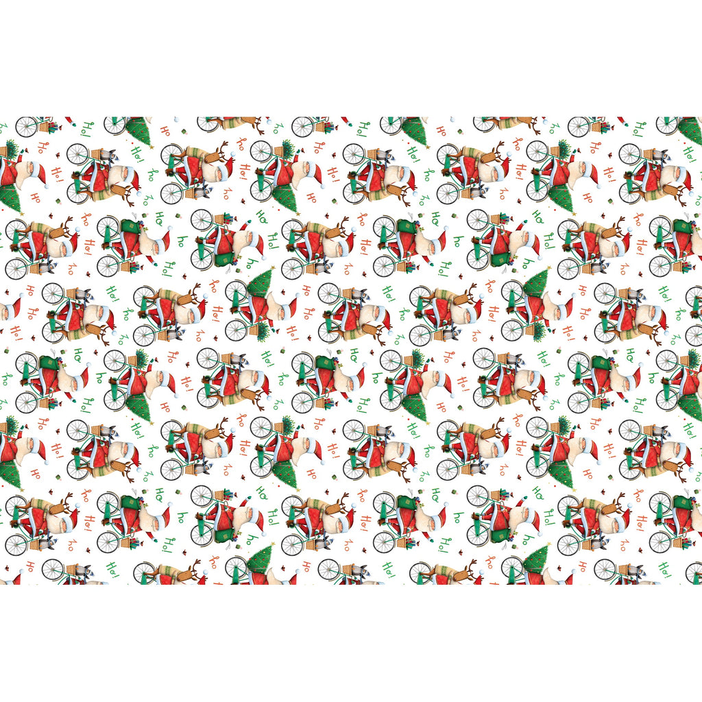 Santa Bicycle Christmas Gift Tissue Paper Full Sheet