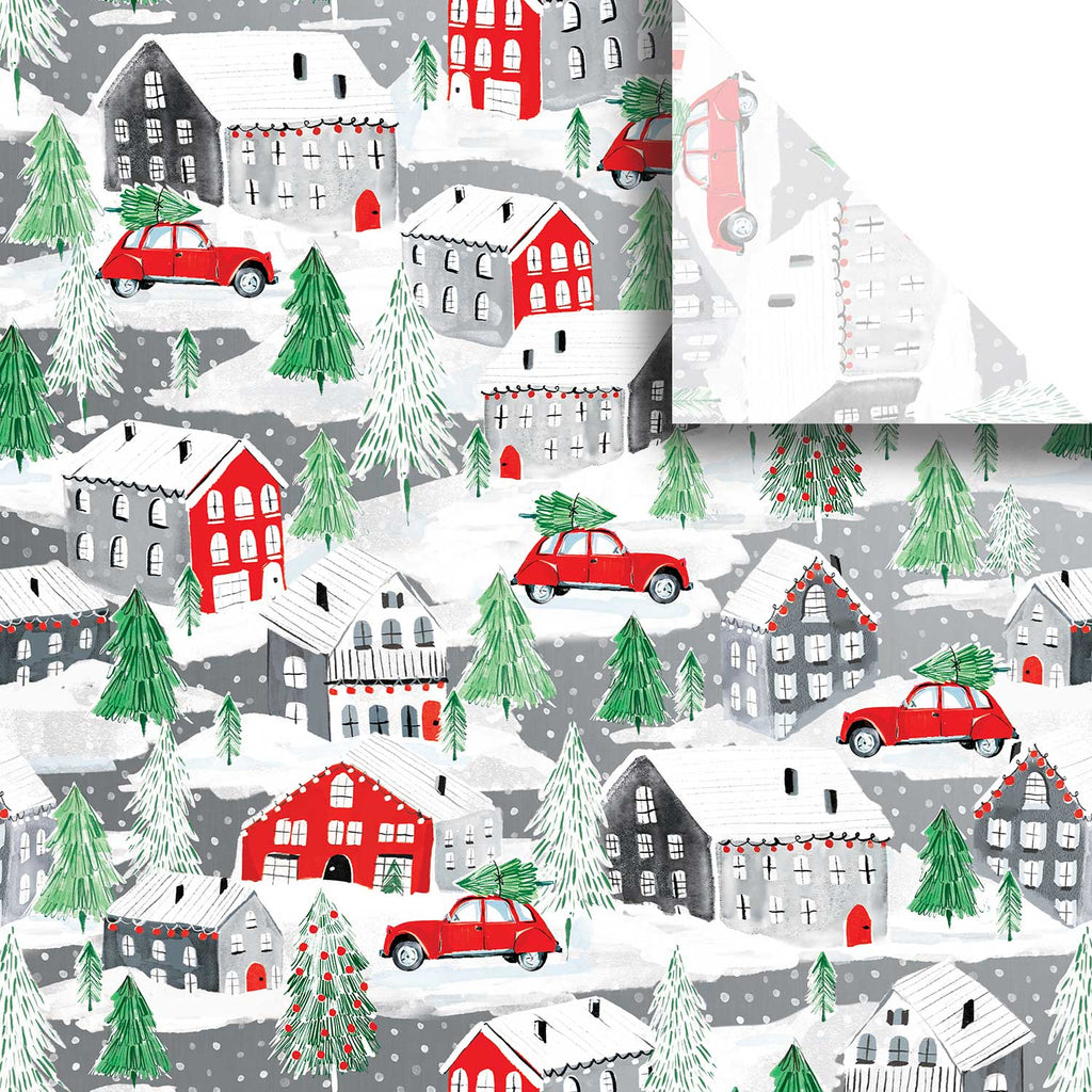 BXPT756a Winter Town Christmas Gift Tissue Paper Swatch