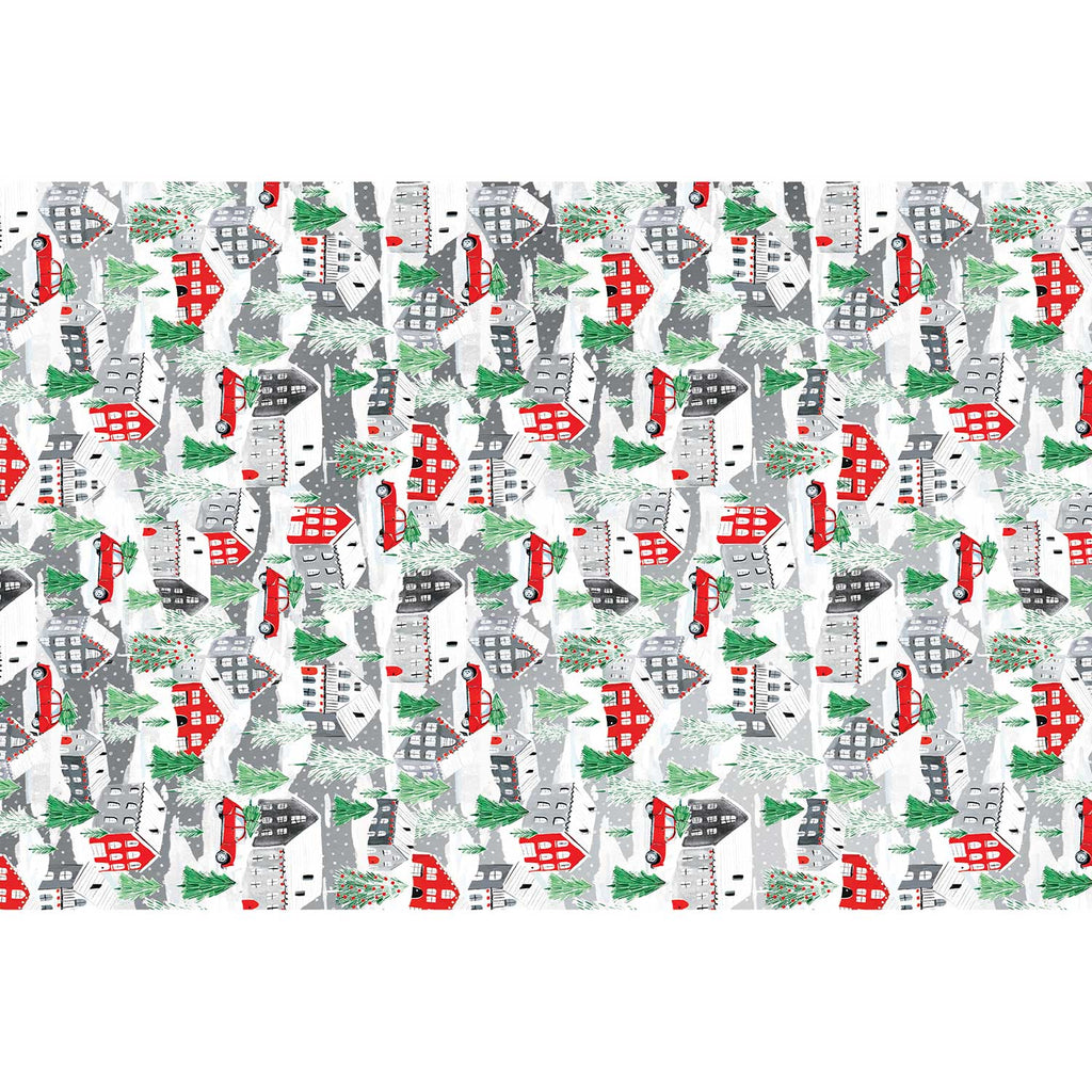 BXPT756d Winter Town Christmas Gift Tissue Paper Full Sheet