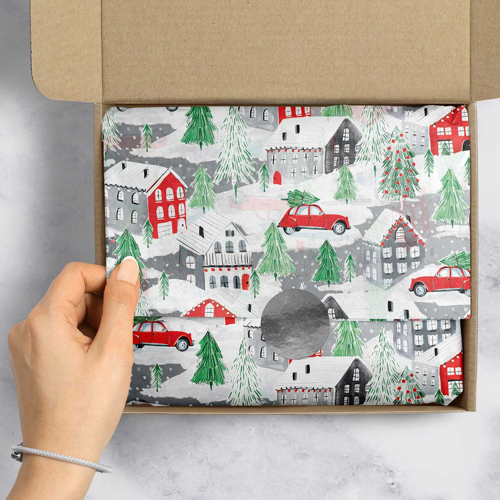 BXPT756e Winter Town Christmas Gift Tissue Paper Packaging