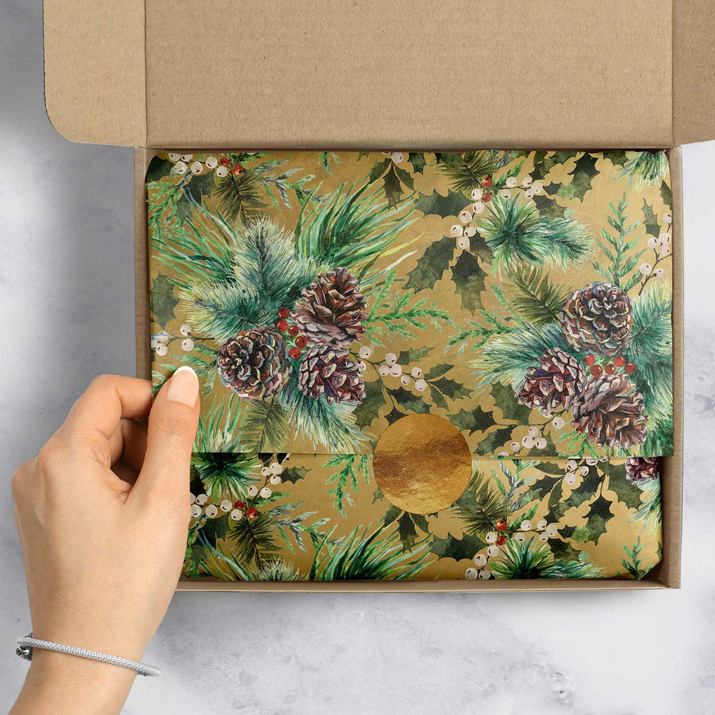 BXPT783e Traditional Pine Christmas Gift Tissue Paper Packaging