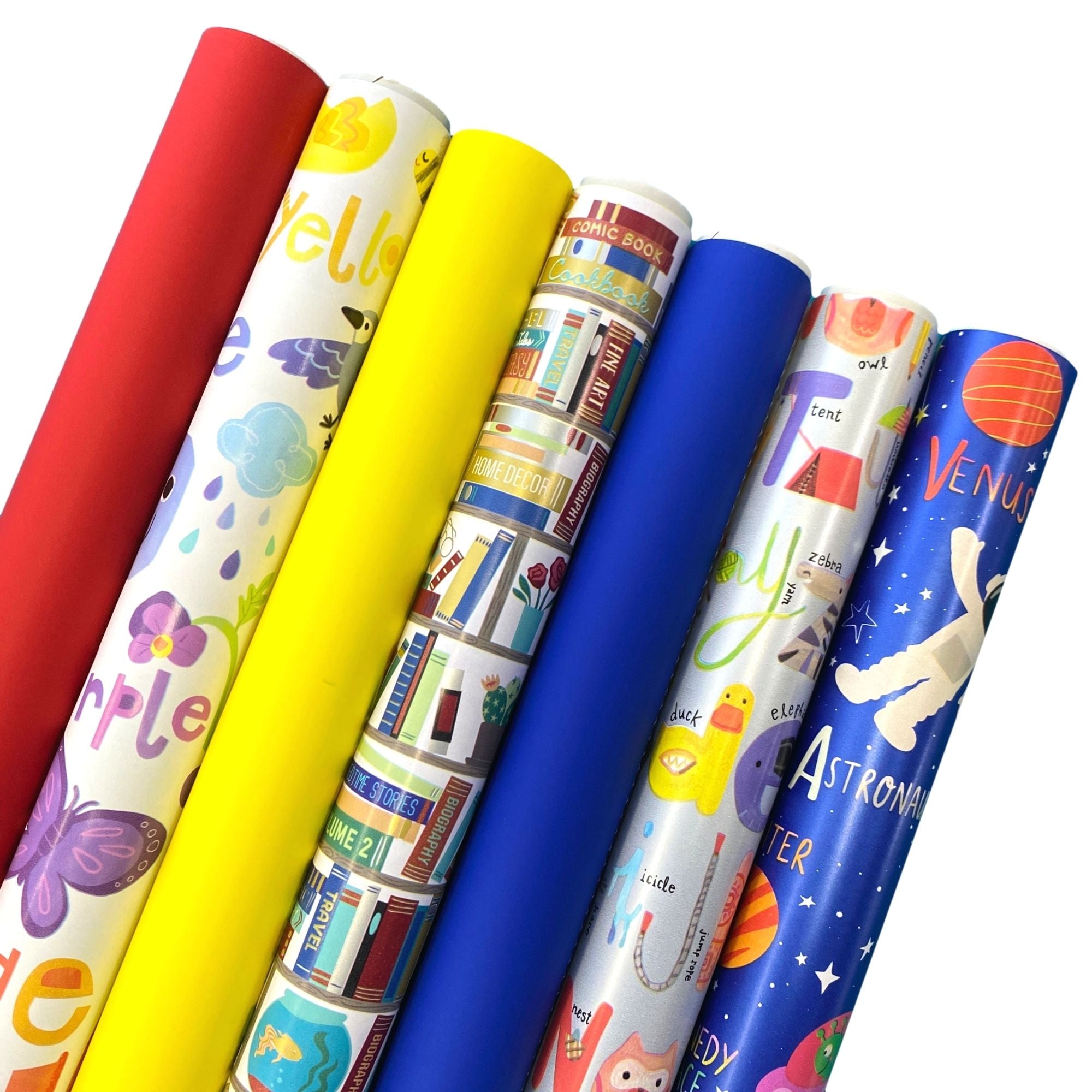Back to School Wrapping Paper Roll Bundle (12.5 Sq ft per Roll, 87.5 Total Sq ft), 7 Pack Jillson & Roberts