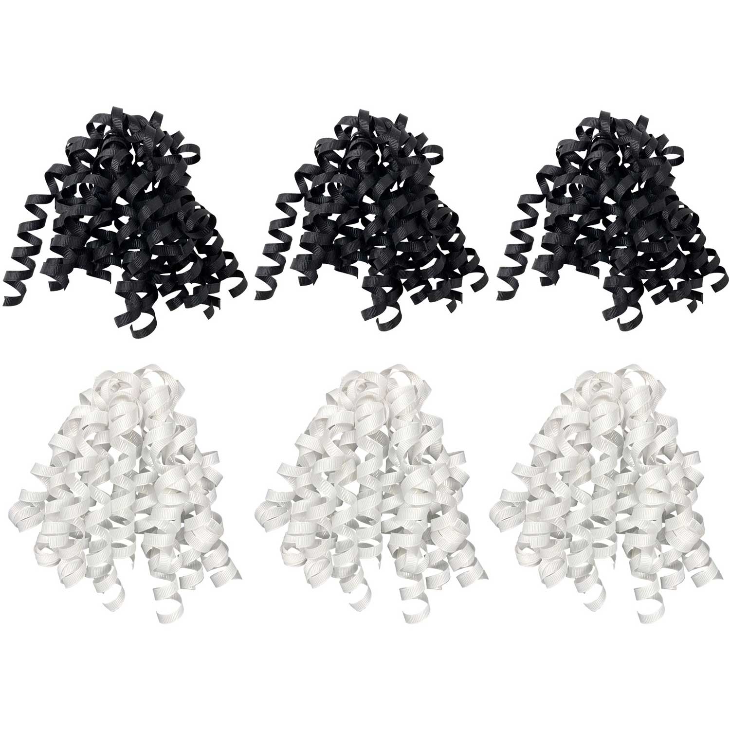 6-Count Self-Adhesive Black & White Curly Bows Gift Wrap Accessory