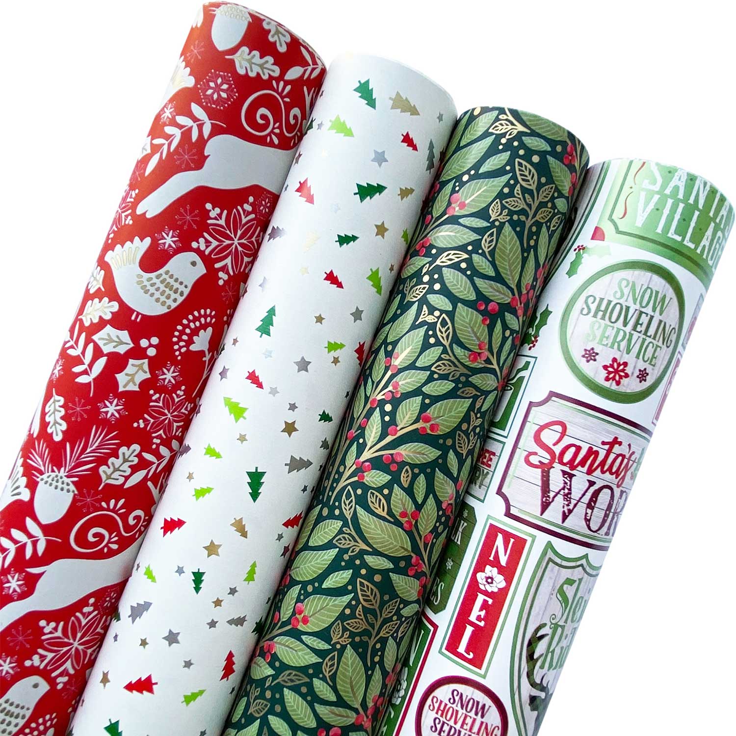 Red & Green Christmas Wrapping Paper Roll Bundle