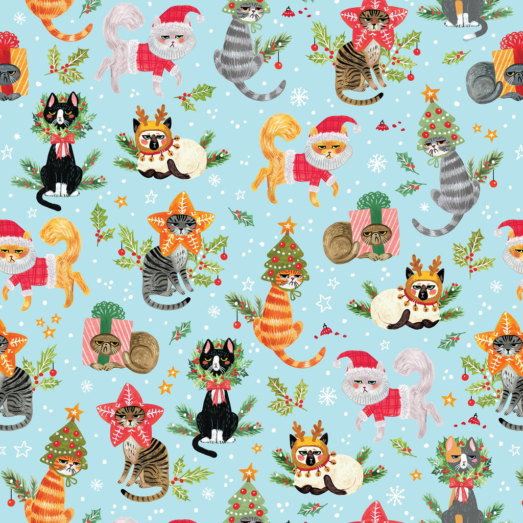 XB501a Naughty Cats Christmas Gift Wrap Swatch