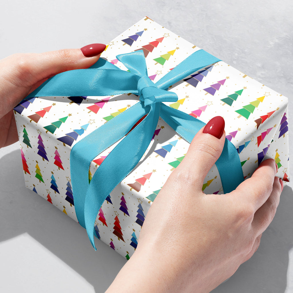 XB502b Rainbow Trees Christmas Gift Wrap Gift Box 