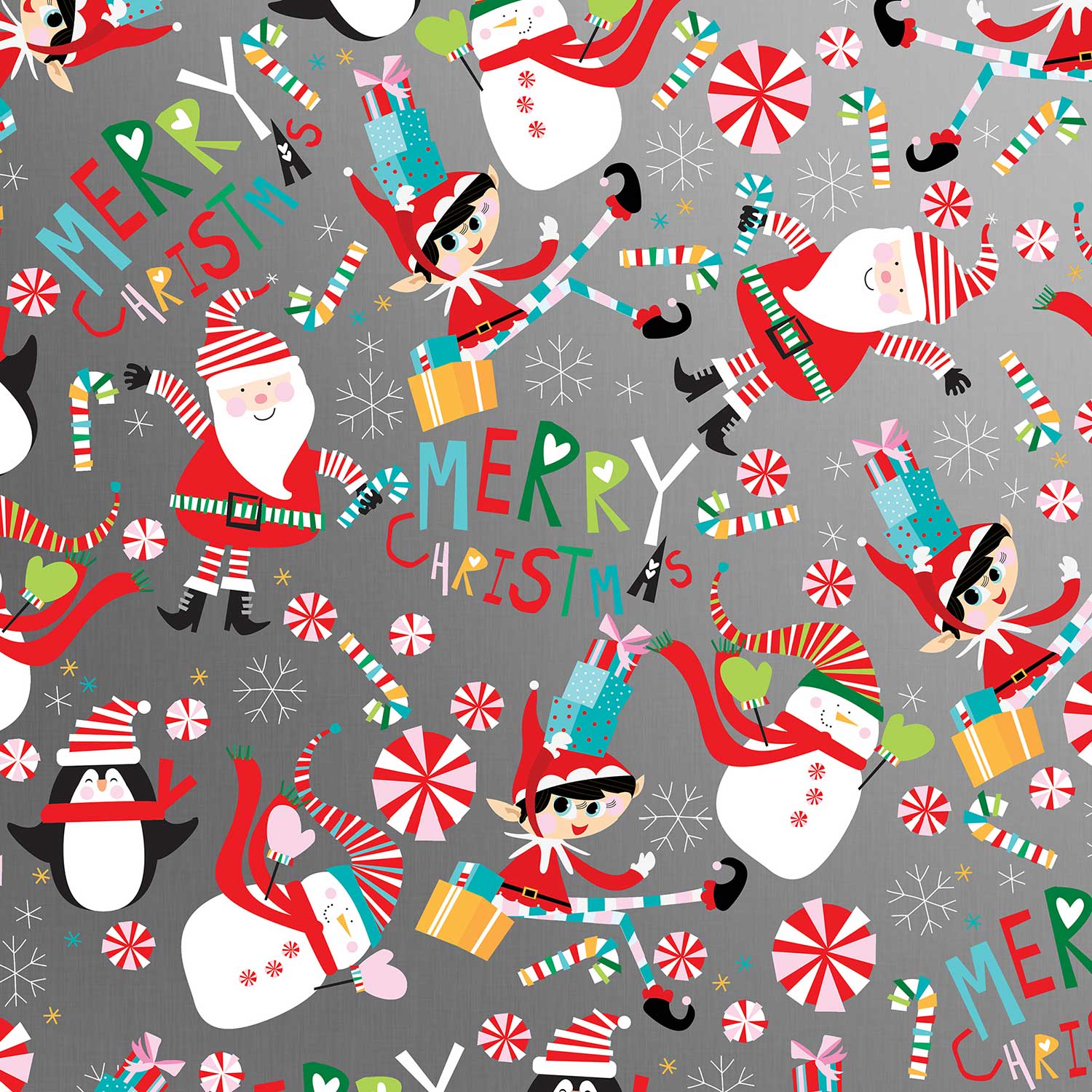 Santa & Snowmen Christmas Gift Wrap 1/4 Ream 208 ft x 24 in