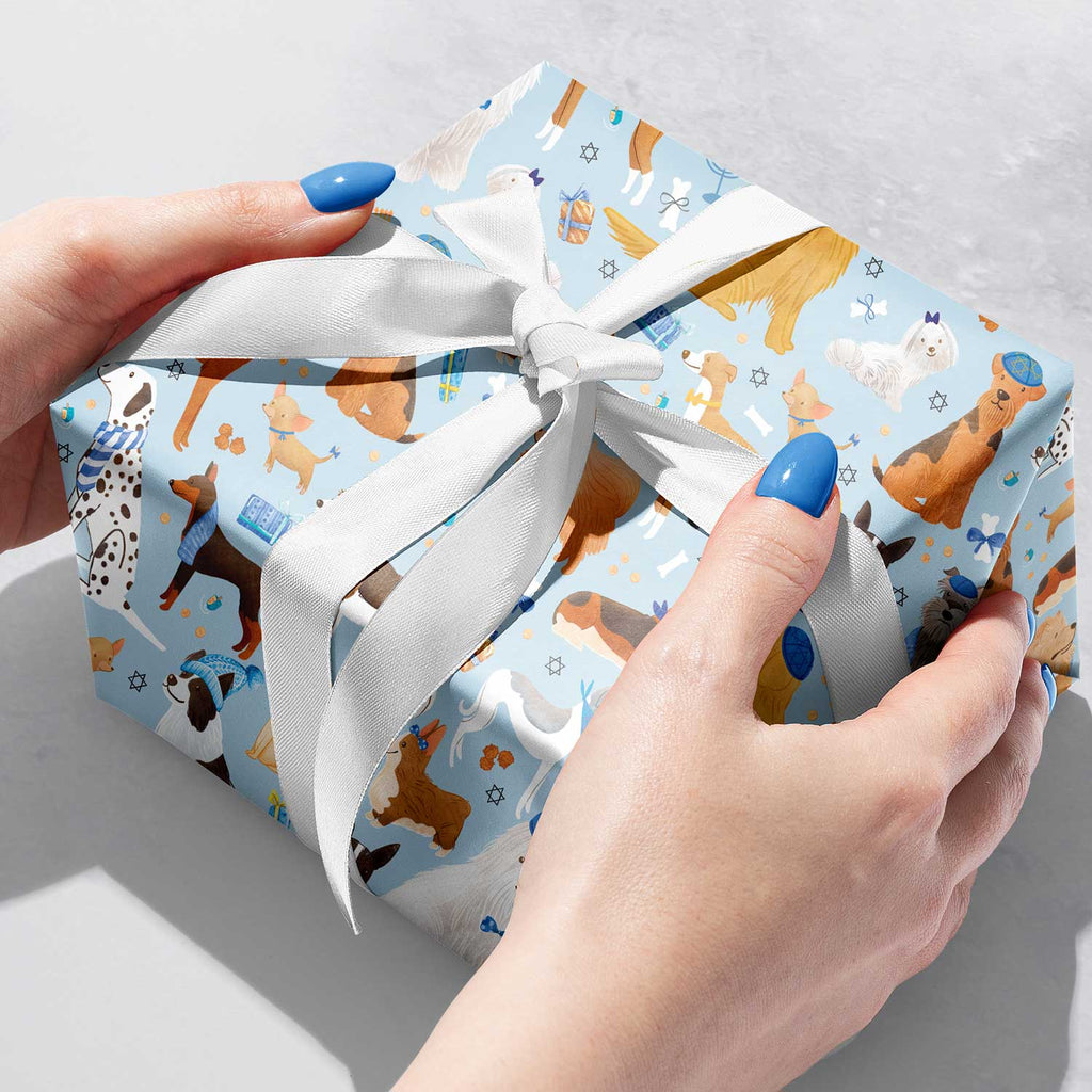 XB543b Yamaka Dog Hanukkah Gift Wrapping Paper Gift Box 