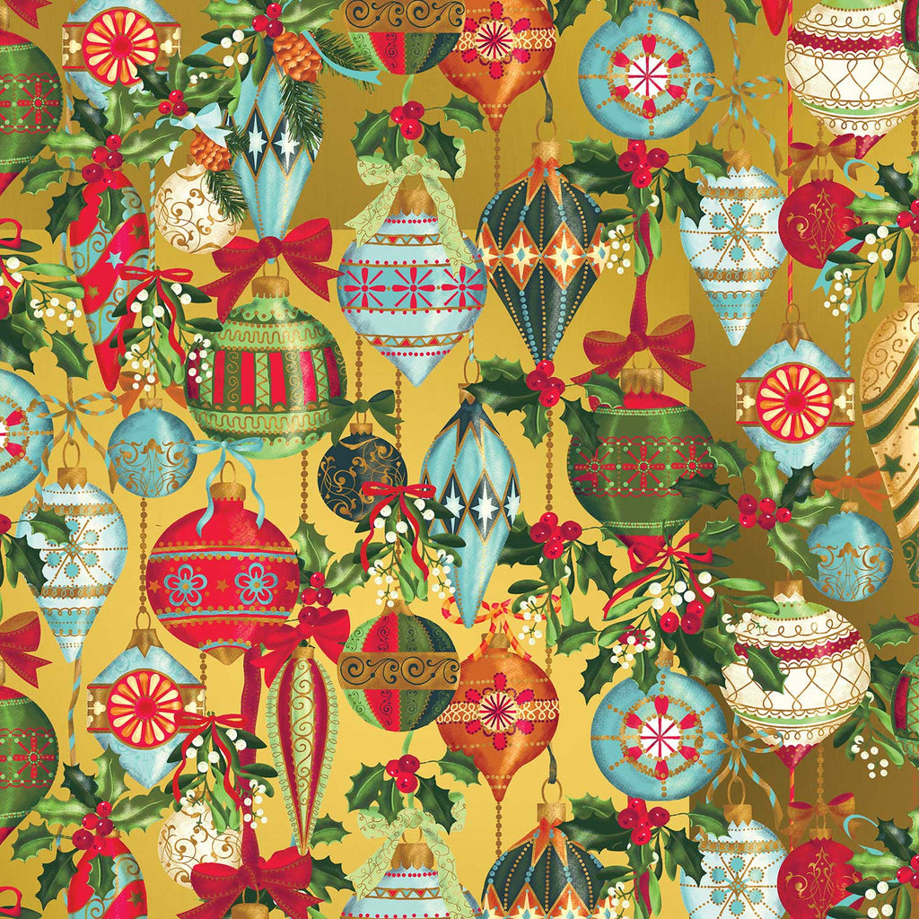 XB590a Christmas Ornaments Gift Wrapping Paper Swatch 