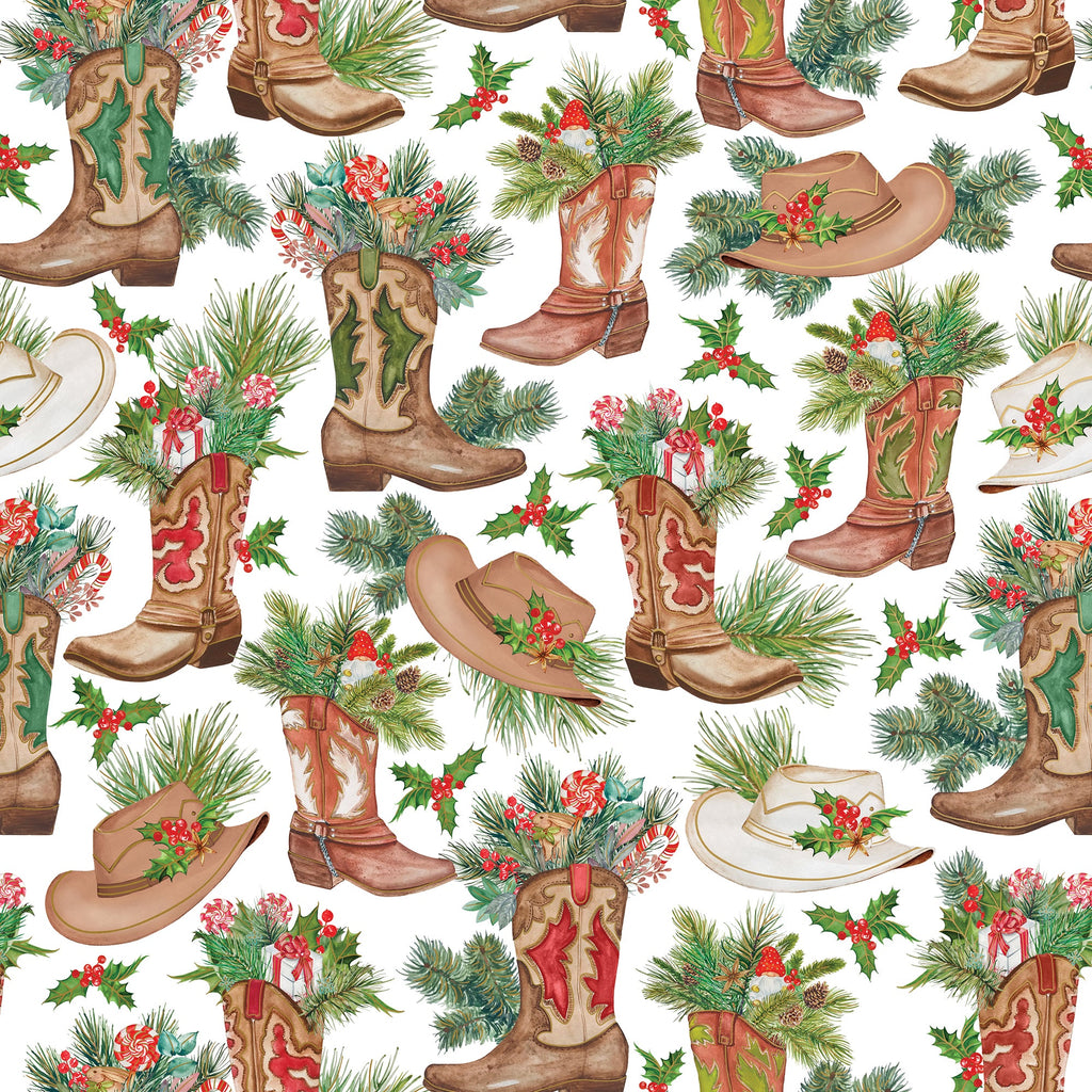 Western Holiday Christmas Gift Wrapping Paper Swatch