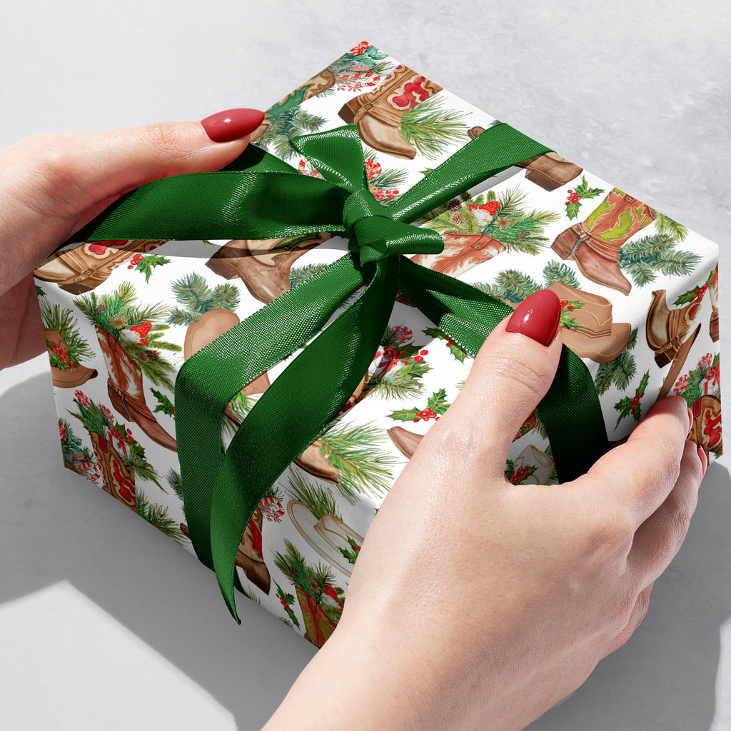 Western Holiday Christmas Gift Wrapping Paper Gift Box 
