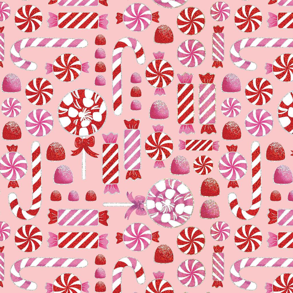 Candy Christmas Holographic Gift Wrapping Paper Swatch