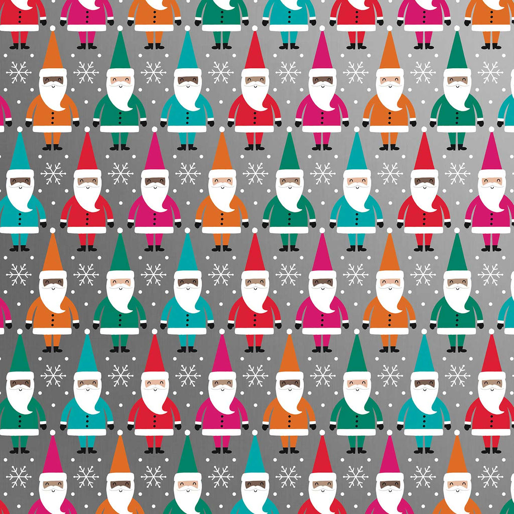 XB602a Colorful Santa Christmas Gift Wrapping Paper Swatch 
