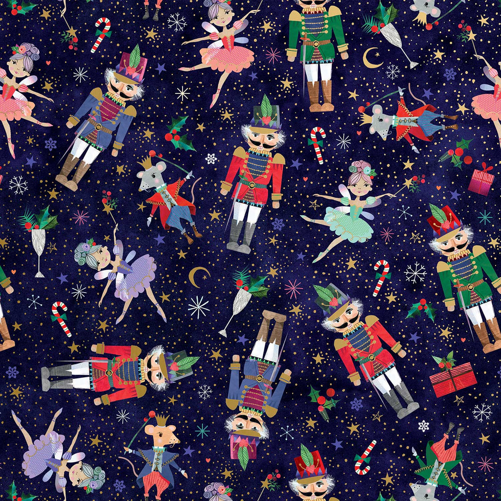 XB606a Nutcracker Ballet Christmas Gift Wrapping Paper Swatch 