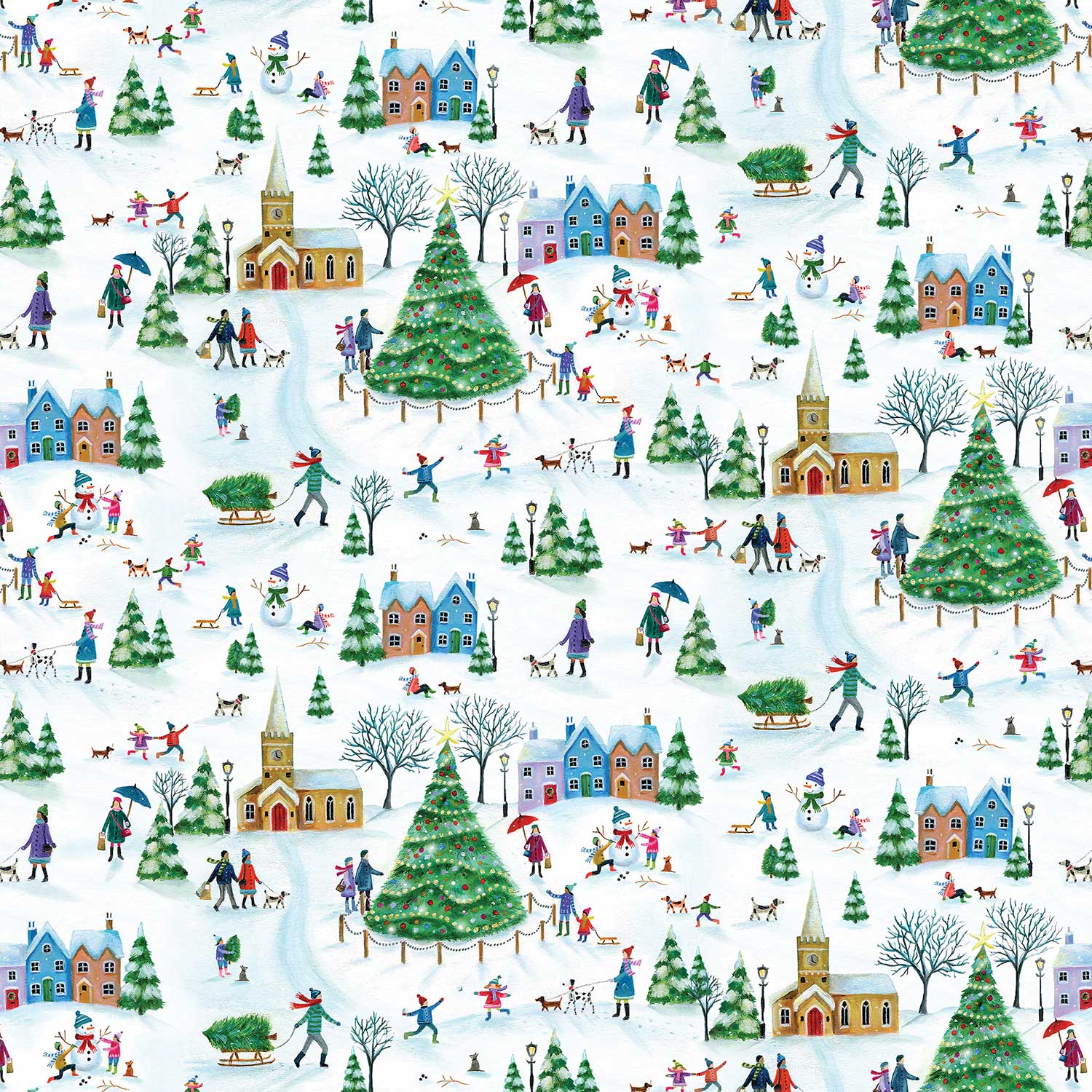 Village Town Christmas Gift Wrap 1/4 Ream 208 ft x 24 in