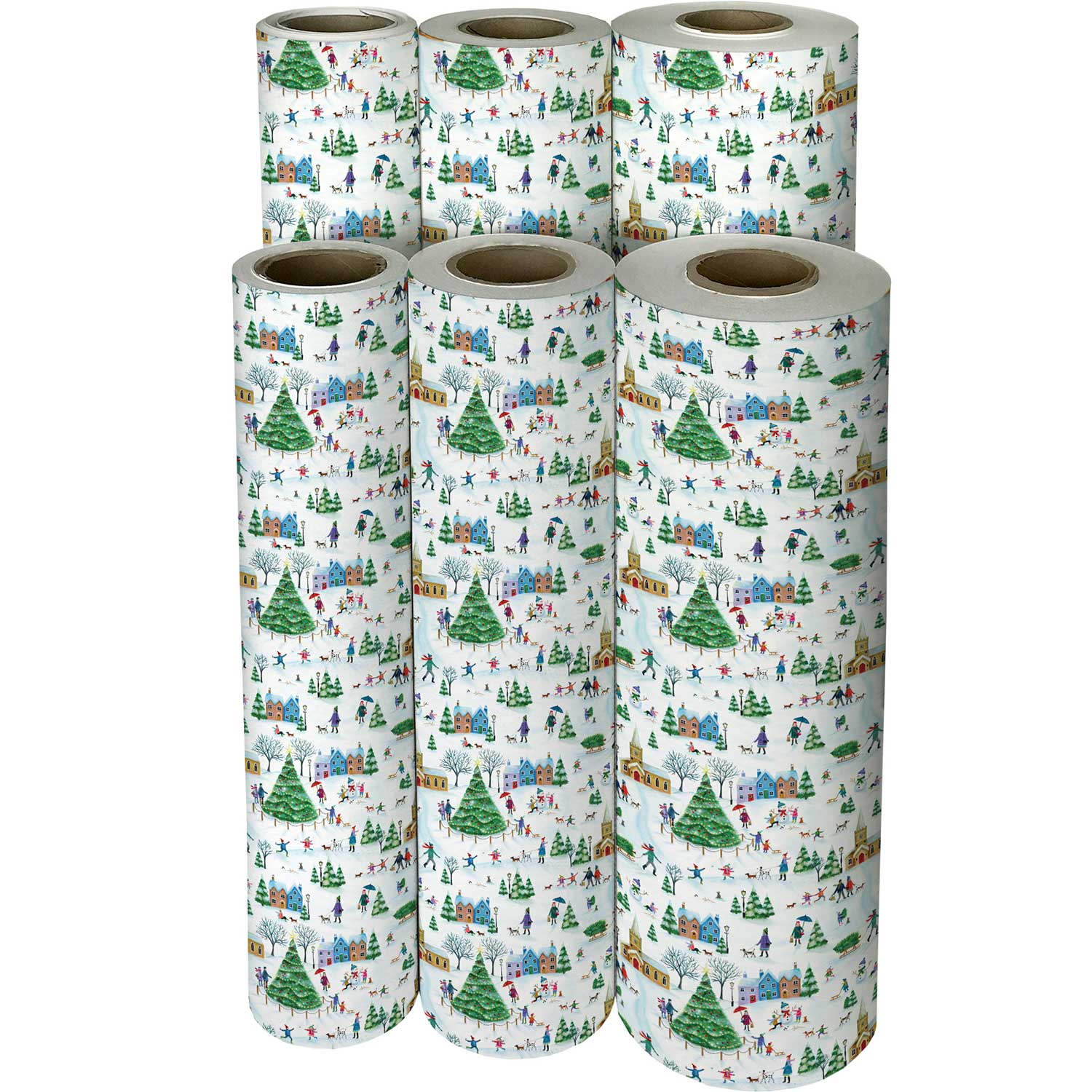 Village Town Christmas Gift Wrap Full Ream 833 ft x 30 in