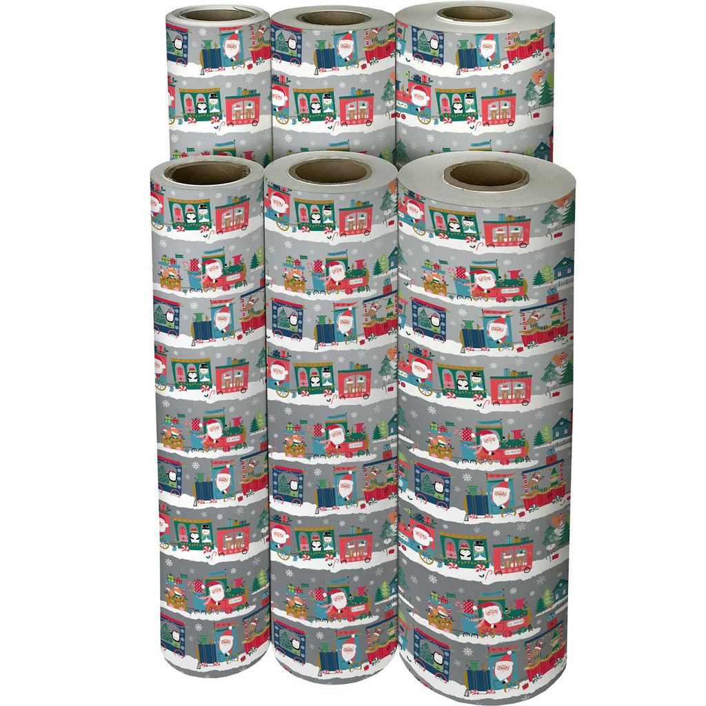 XB617f Train Christmas Gift Wrapping Paper Reams 