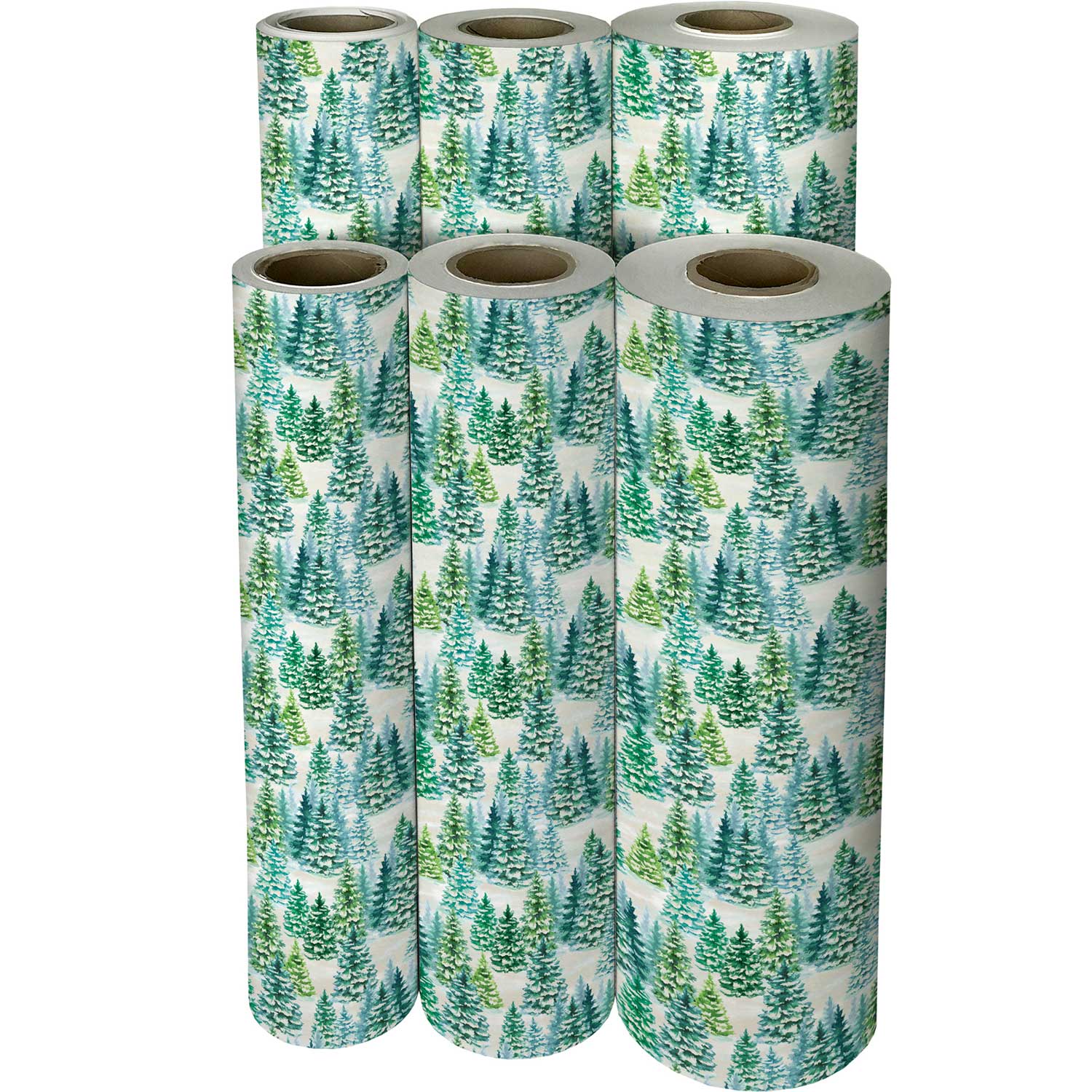 Pine Trees and Snow Gift Wrap  Green Christmas Wrapping Paper