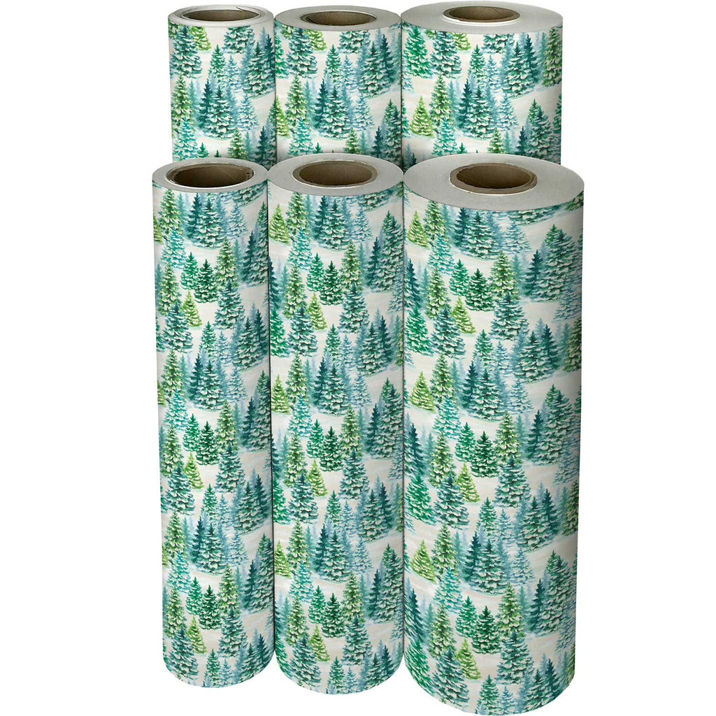 XB624f Snowy Christmas Tree Gift Wrapping Paper Reams 