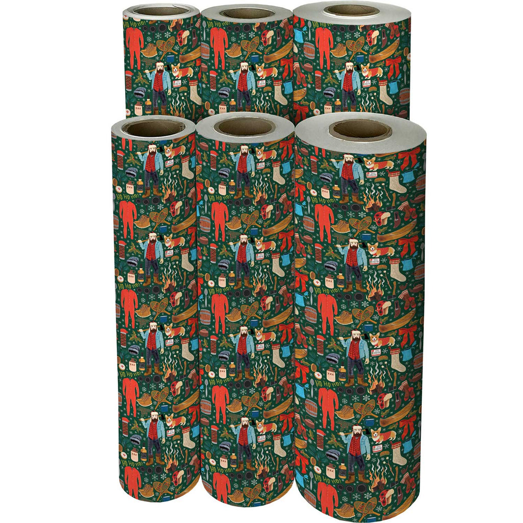 XB625f Winter Lumberjack Christmas Gift Wrapping Paper Reams 