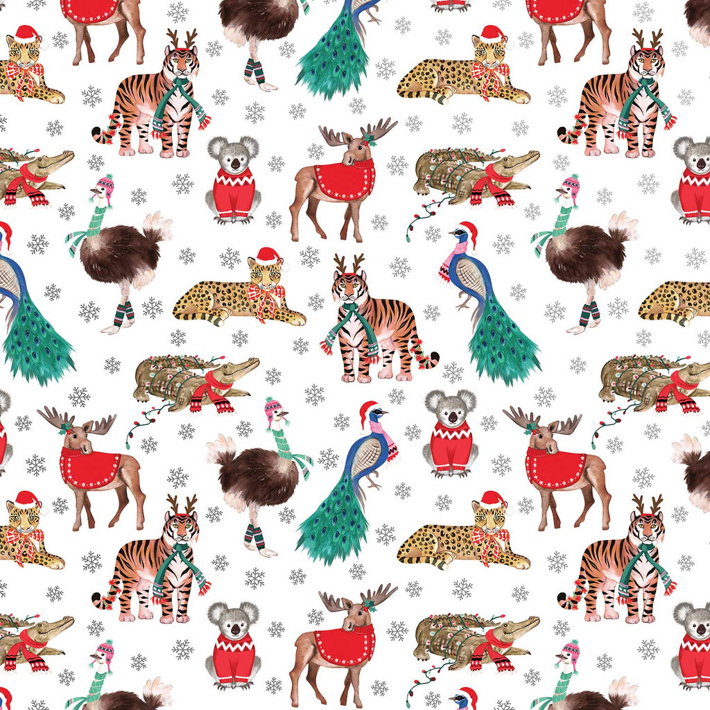 XB632a Jungle Safari Animals Christmas Gift Wrapping Paper Swatch 