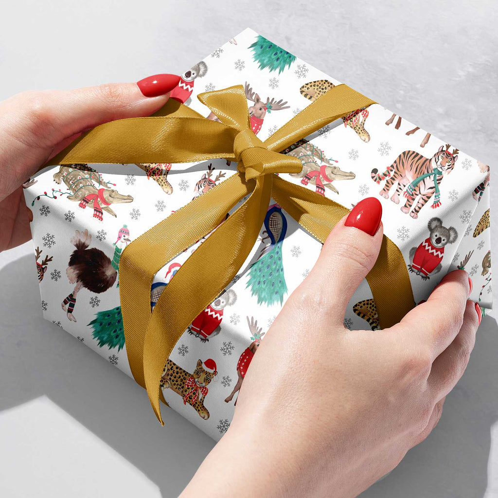 XB632b Jungle Safari Animals Christmas Gift Wrapping Paper Gift Box 