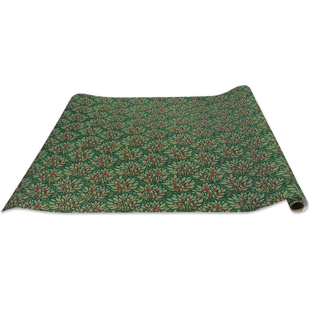 XB634d Green Red Holly Christmas Gift Wrapping Paper Regular Roll 