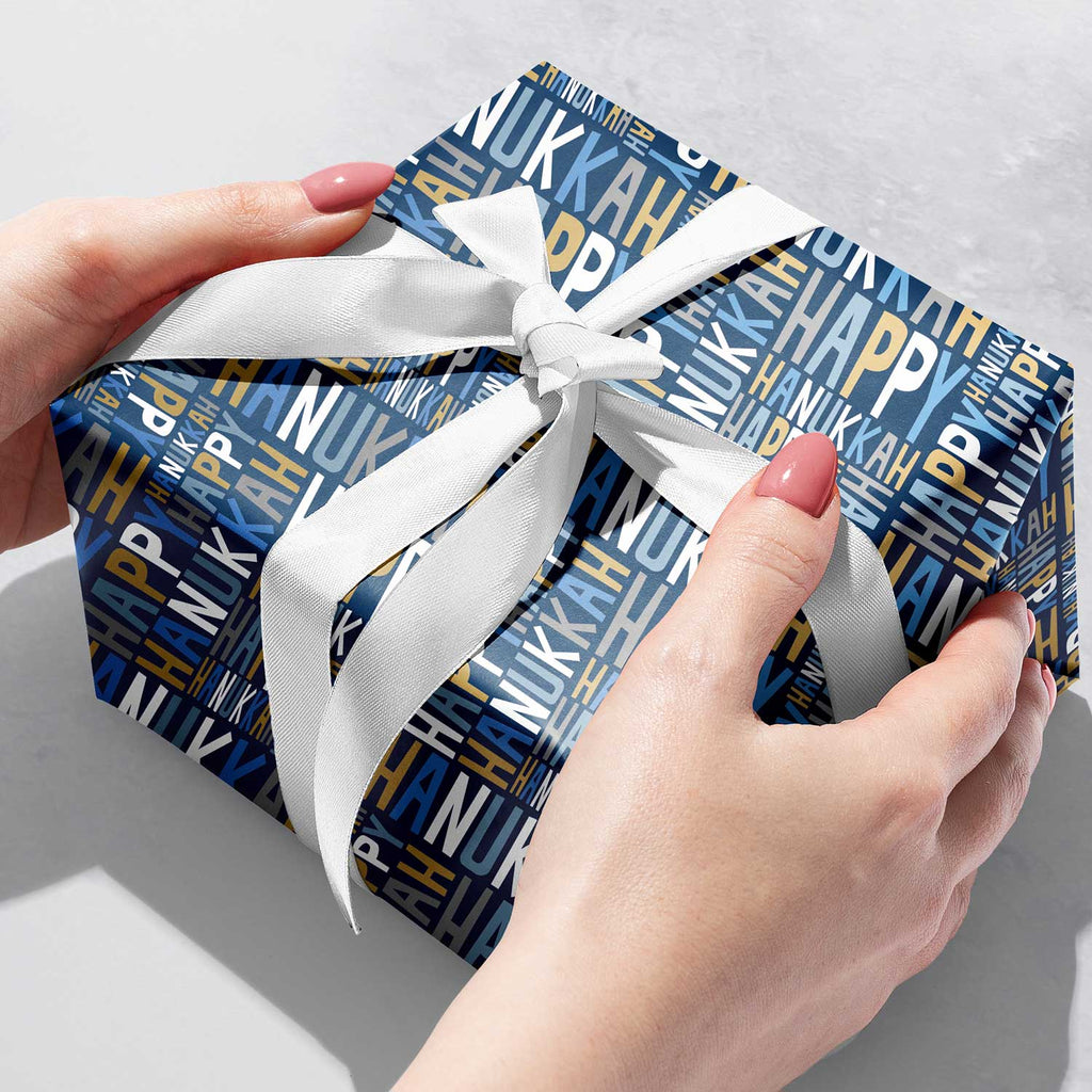 XB671b Hanukkah Greetings Gift Wrapping Paper Gift Box 