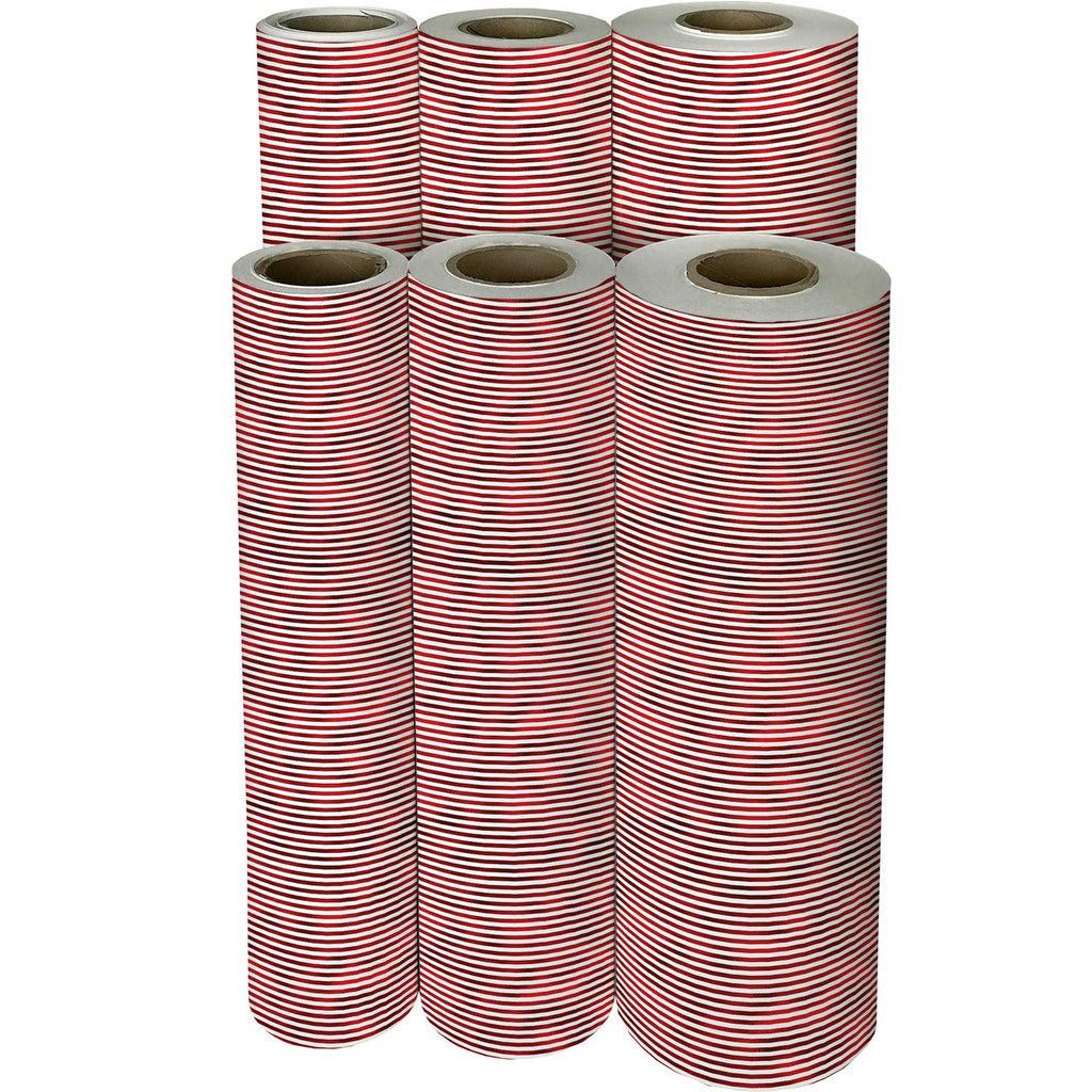 XB698f Red White Stripe Christmas Gift Wrapping Paper Reams 