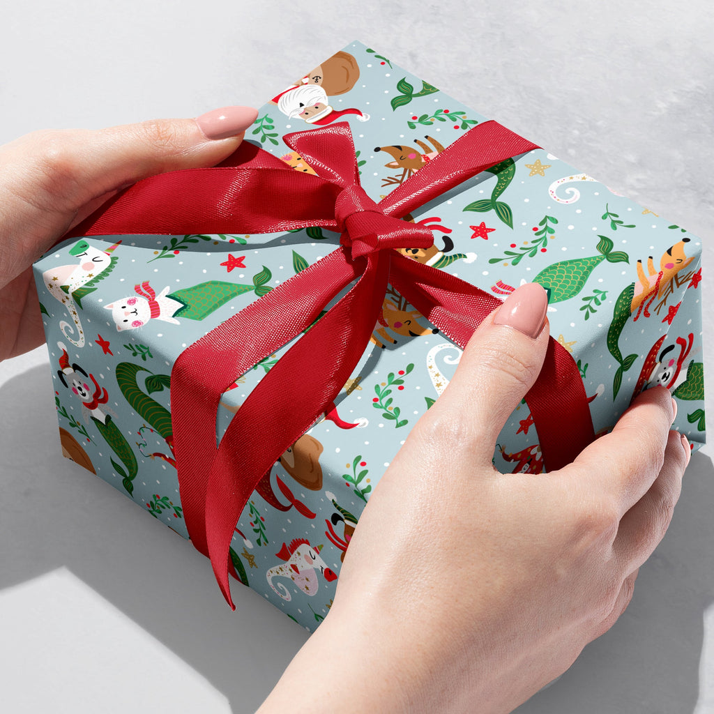 Undersea Holiday Christmas Gift Wrapping Paper Gift Box 