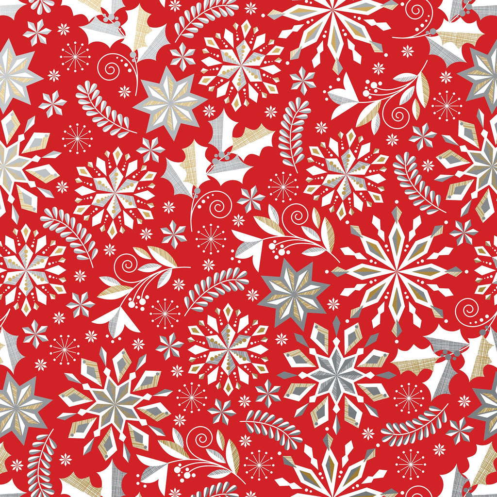 Merriment Red Christmas Gift Wrapping Paper Swatch