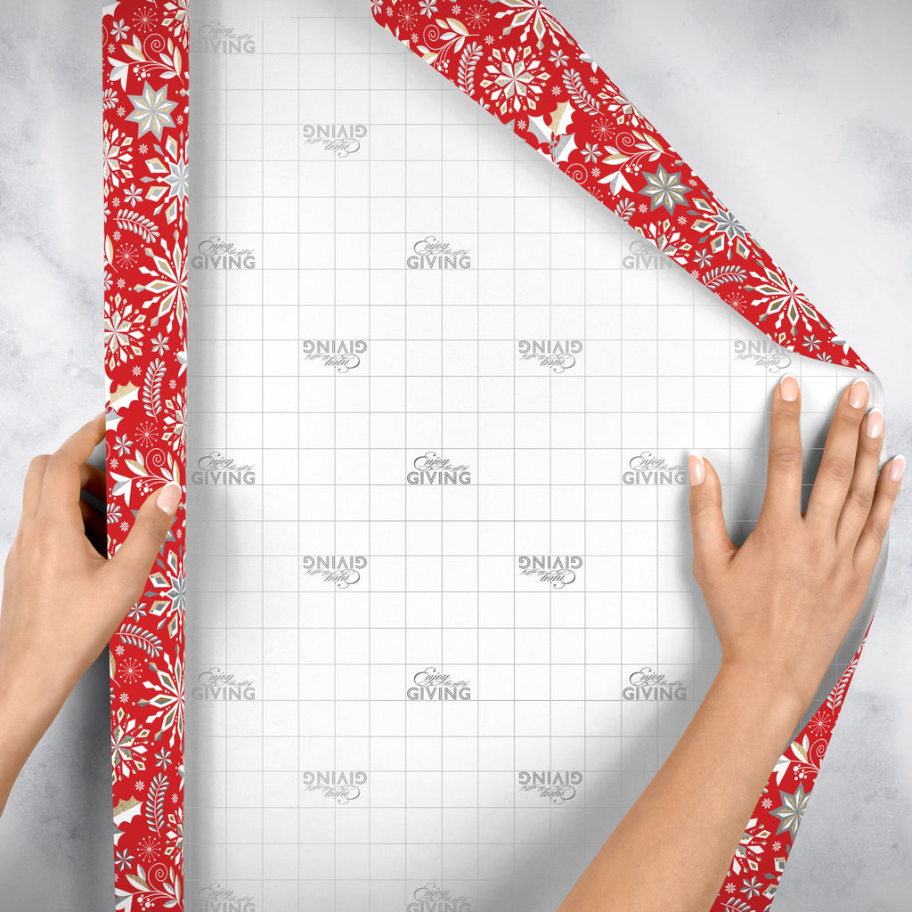 Merriment Red Christmas Gift Wrapping Paper Backside 