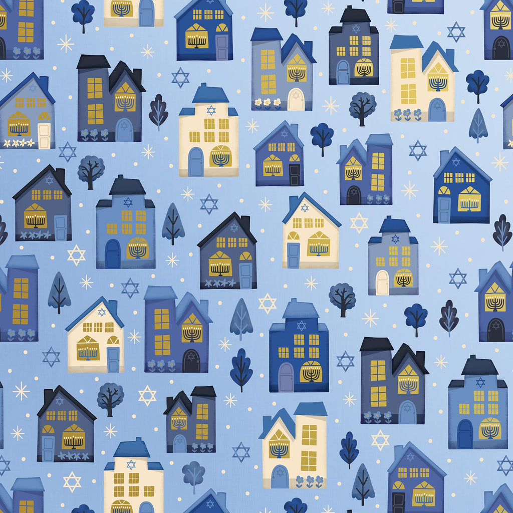 Hanukkah House Gift Wrapping Paper Swatch