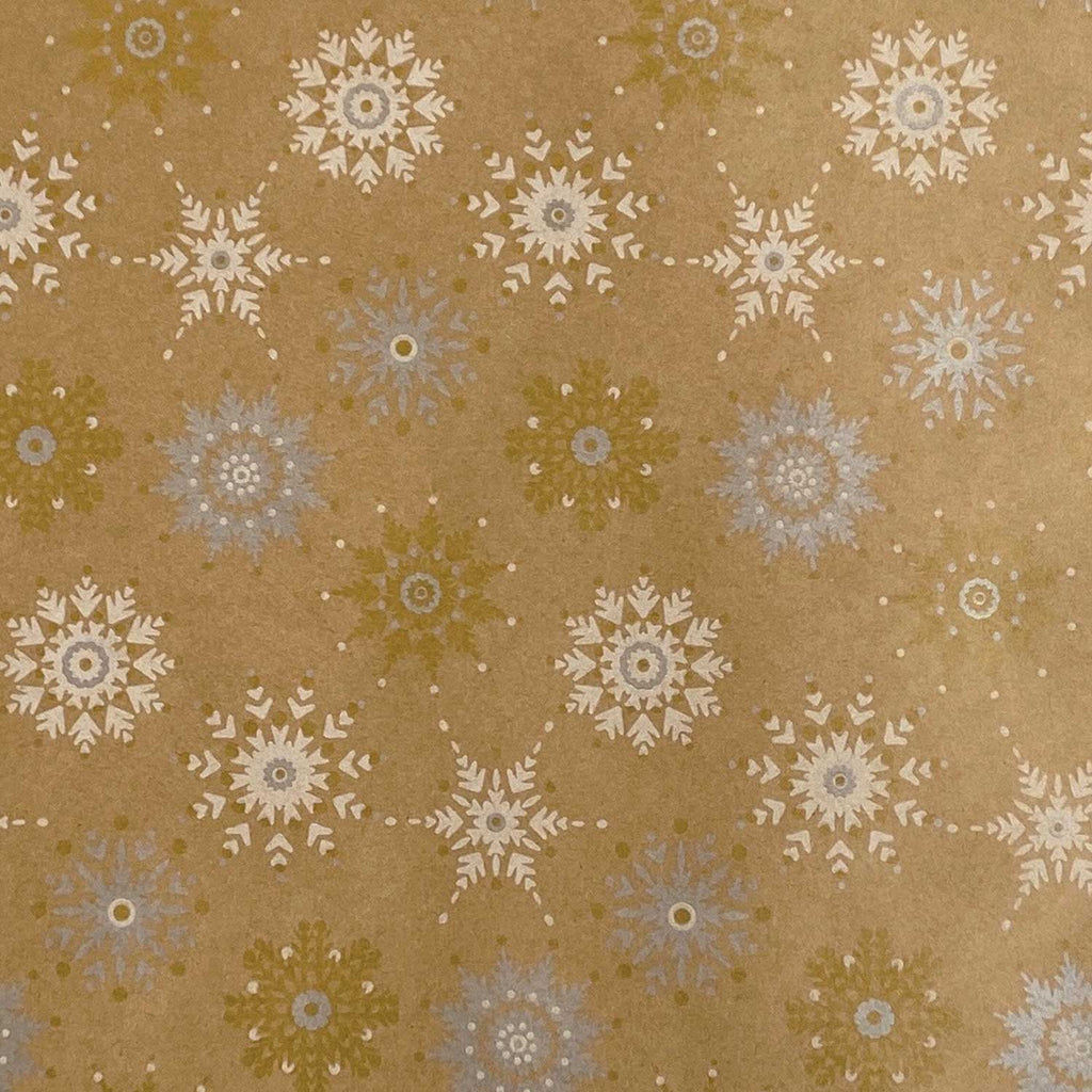 XB715a Snowflake Kraft Christmas Gift Wrapping Paper Swatch 