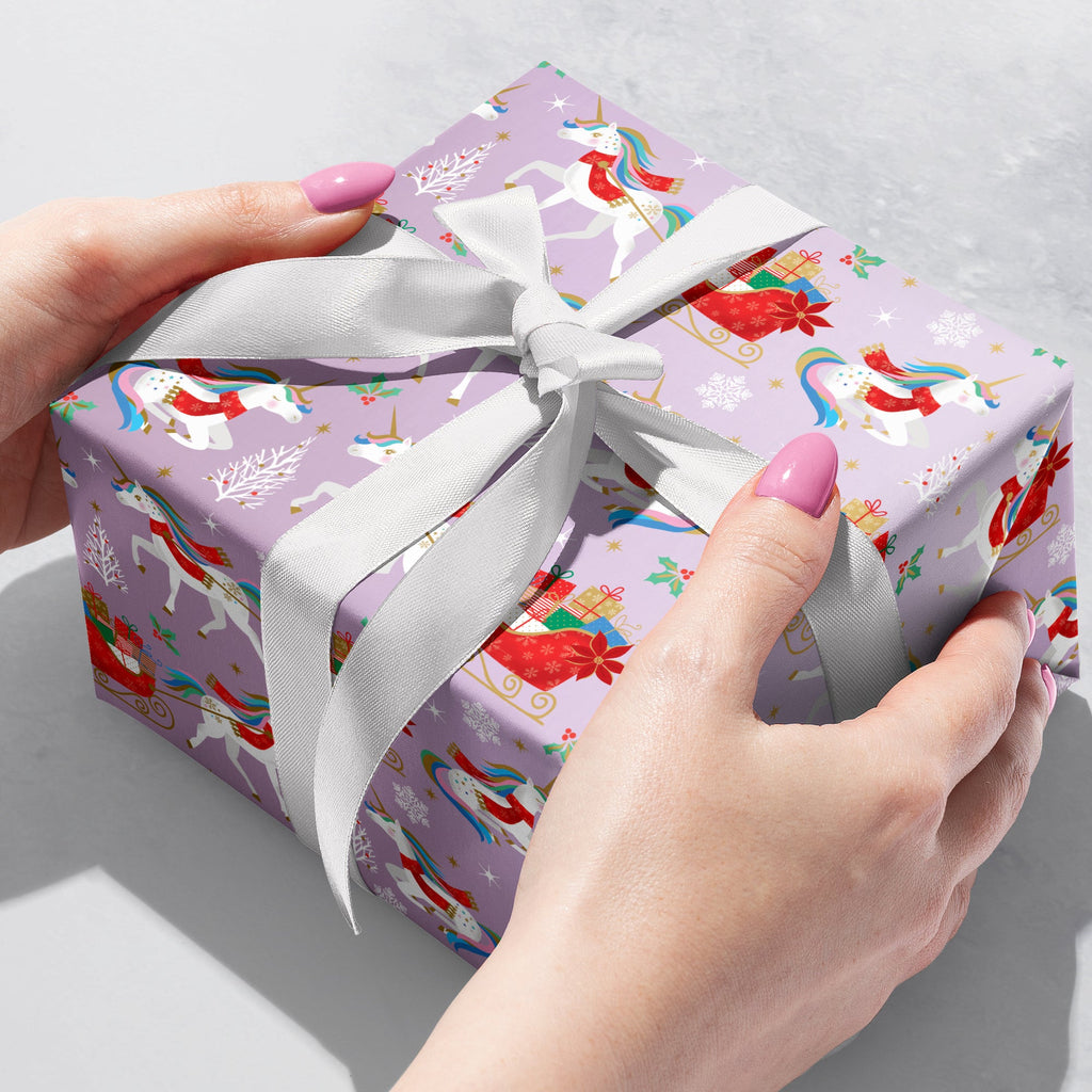 Holiday Unicorn Christmas Gift Wrapping Paper Gift Box 