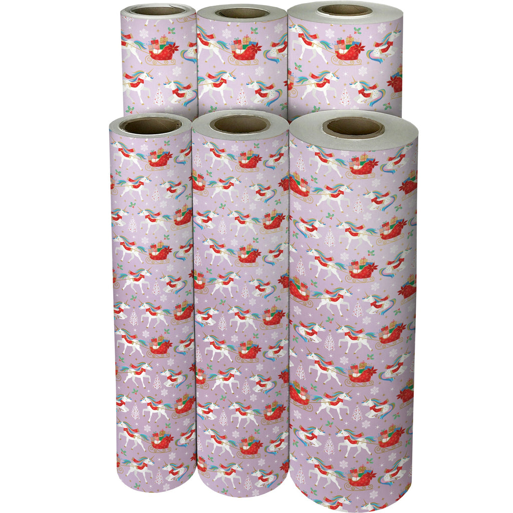 Holiday Unicorn Christmas Gift Wrapping Paper Reams 